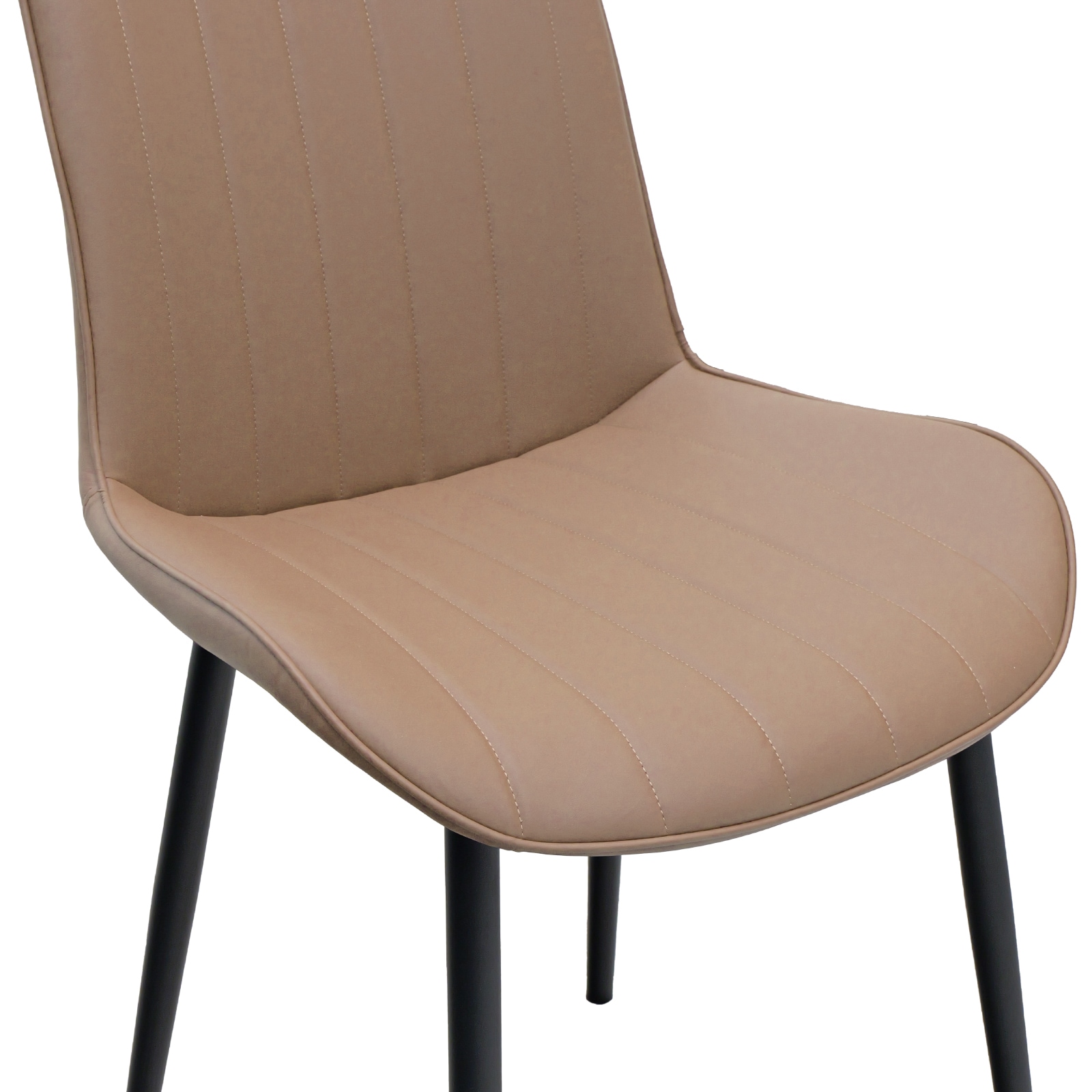 Khaki PU Leather Dining Chair With Metal Legs, Wave Pattern Upholstered Armless Chair Set Of 2 For Kitchen, Restaurant, Living, Meeting Room_voghion.com